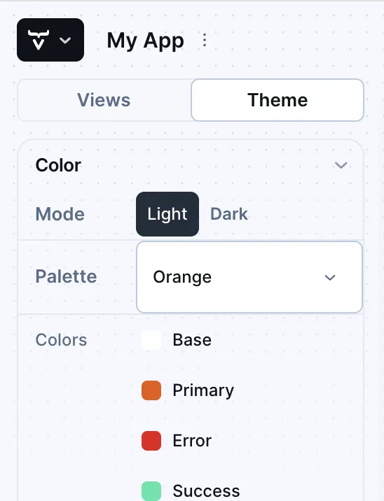 Vaadin Start Playground UI with Theme Color Palettes